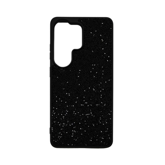 Capa de Silicone Dura de Designer com Cristais de Diamante para Samsung Galaxy S26 Ultra Preto